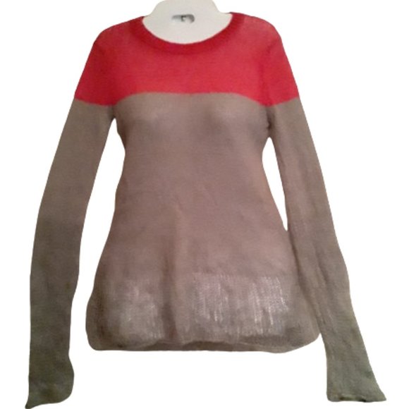 ARMANI EXCHANGE Light Weight Finely Knitted Sweater Light Red & Grey Size SP - Picture 1 of 3